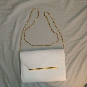 White leather convertible clutch